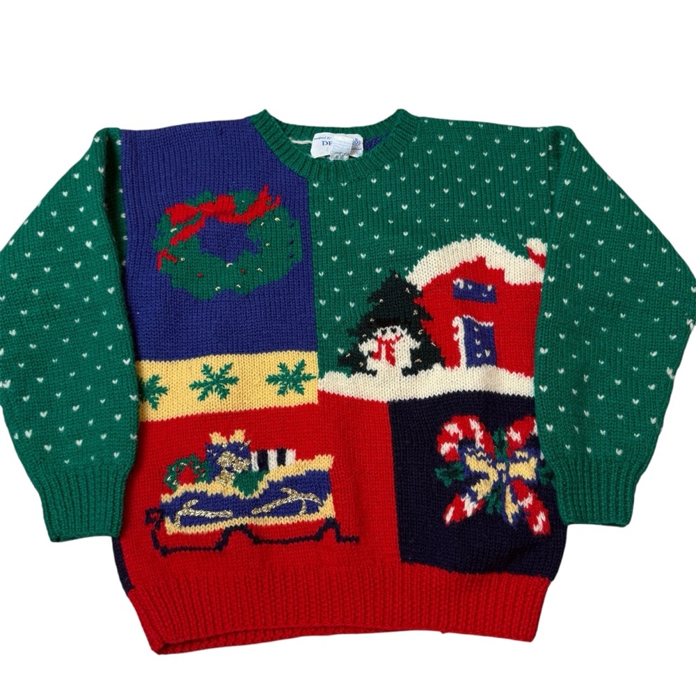 Festive Holiday Sweater - Green, Red, and Blue